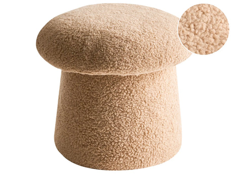 Pouffe Beige Boucle Round 45 x 45 x 46 cm Footstool Accent Upholstery Mushroom Shaped Modern Living Room Bedroom Furniture Beliani