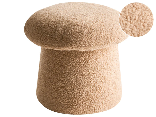 Pouffe Beige Boucle Round 45 x 45 x 46 cm Footstool Accent Upholstery Mushroom Shaped Modern Living Room Bedroom Furniture Beliani