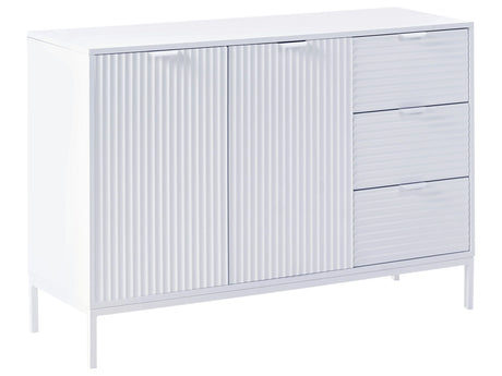 Sideboard White MDF 2 Door Cabinet Storage Modern Minimalist Design Living Room Storage Beliani