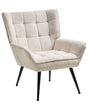 Armchair Light Beige Fabric Water-Repellent Upholstery Steel Legs Retro Style Quilted with Armrests Beliani