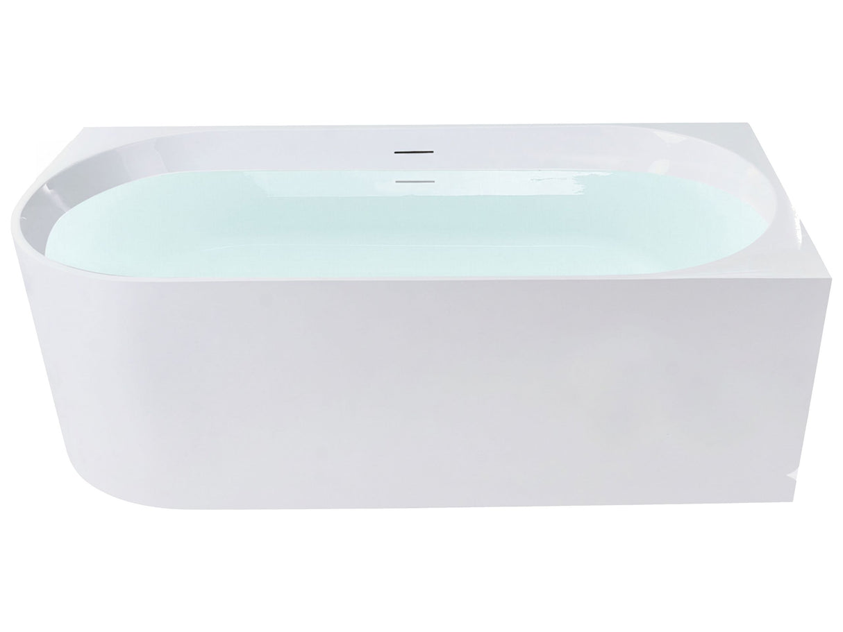 Left Corner Bath Matt White Acrylic 170 x 80 cm Overflow Control Modern Style Bathroom Beliani