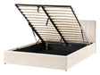 Bed Frame Light Beige Velvet Upholstery EU Double Size 4ft6 Lift Up Storage with Headboard and Slatted Base Beliani