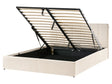 Bed Frame Light Beige Velvet Upholstery EU King Size 5ft3 Lift Up Storage with Headboard and Slatted Base Beliani