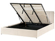 Bed Frame Light Beige Velvet Upholstery EU Super King Size 6ft Lift Up Storage with Headboard and Slatted Base Beliani