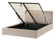 Bed Frame Taupe Velvet Upholstery EU Double Size 4ft6 Lift Up Storage with Headboard and Slatted Base Beliani