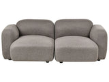 3 Seater Sofa Grey Fabric Upholstered Back and Front Wooden Legs with Caps Living Room Scandinavian Beliani