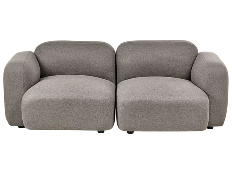 3 Seater Sofa Grey Fabric Upholstered Back and Front Wooden Legs with Caps Living Room Scandinavian Beliani