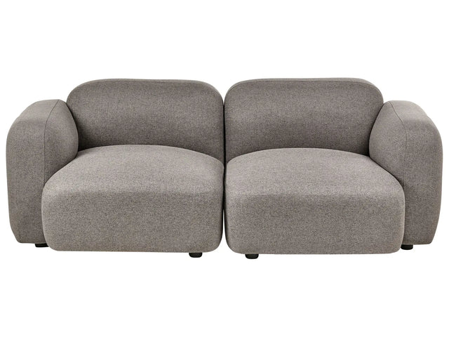 3 Seater Sofa Grey Fabric Upholstered Back and Front Wooden Legs with Caps Living Room Scandinavian Beliani