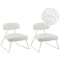 Set of 2 Armchairs Off-White Fabric Metal Legs Armless Modern Living Room Beliani