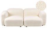 3 Seater Sofa Off-White Boucle Upholstered Back and Front Wooden Legs with Caps Living Room Scandinavian Beliani