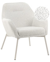 Armchair Off-White Fabric Metal Legs with Armrests Modern Living Room Beliani