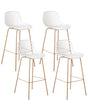 Set of 4 Bar Chairs White Synthetical Material Frame Iron Wood Looks Like Legs Dining Room Beliani