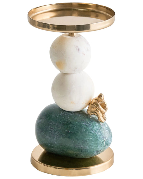 Candle Holder Multicolour Steel Marble Aluminium 20 cm Accent Piece Decoration Living Room Bedroom Dcor Beliani