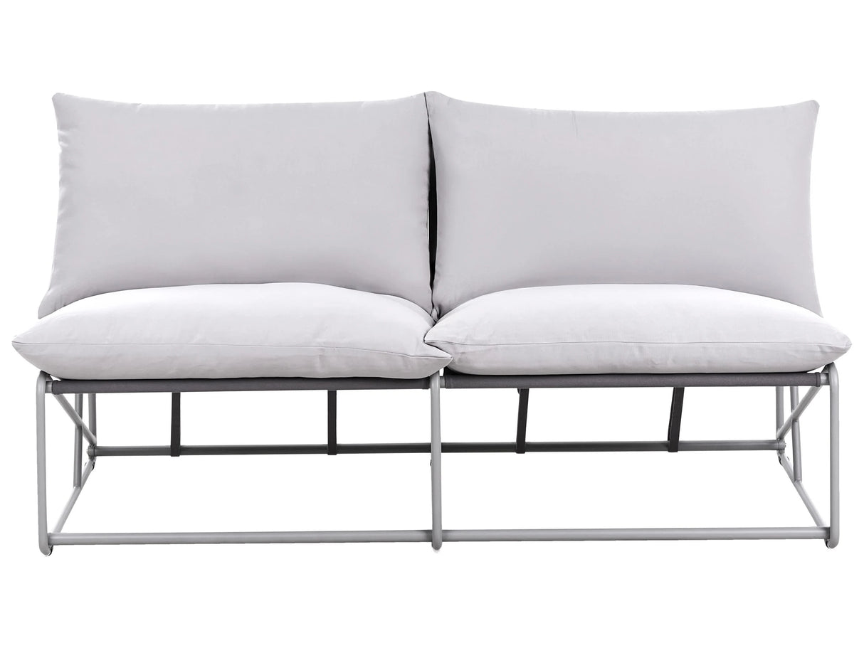 Low Oversized Sofa Grey Metal Backrest Seat Cushions Slipper Design Armless Indoor and Outdoor Modern Design Beliani