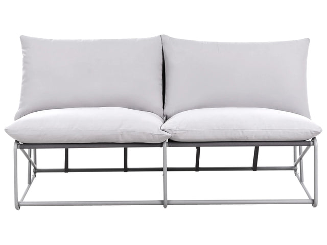 Low Oversized Sofa Grey Metal Backrest Seat Cushions Slipper Design Armless Indoor and Outdoor Modern Design Beliani