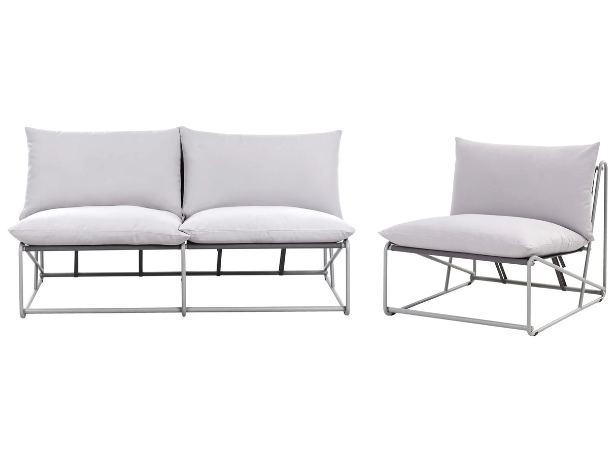 Low Oversized Sofa and Armchair Set Grey Metal Backrest Seat Cushions Slipper Design Armless Indoor and Outdoor Modern Design Beliani