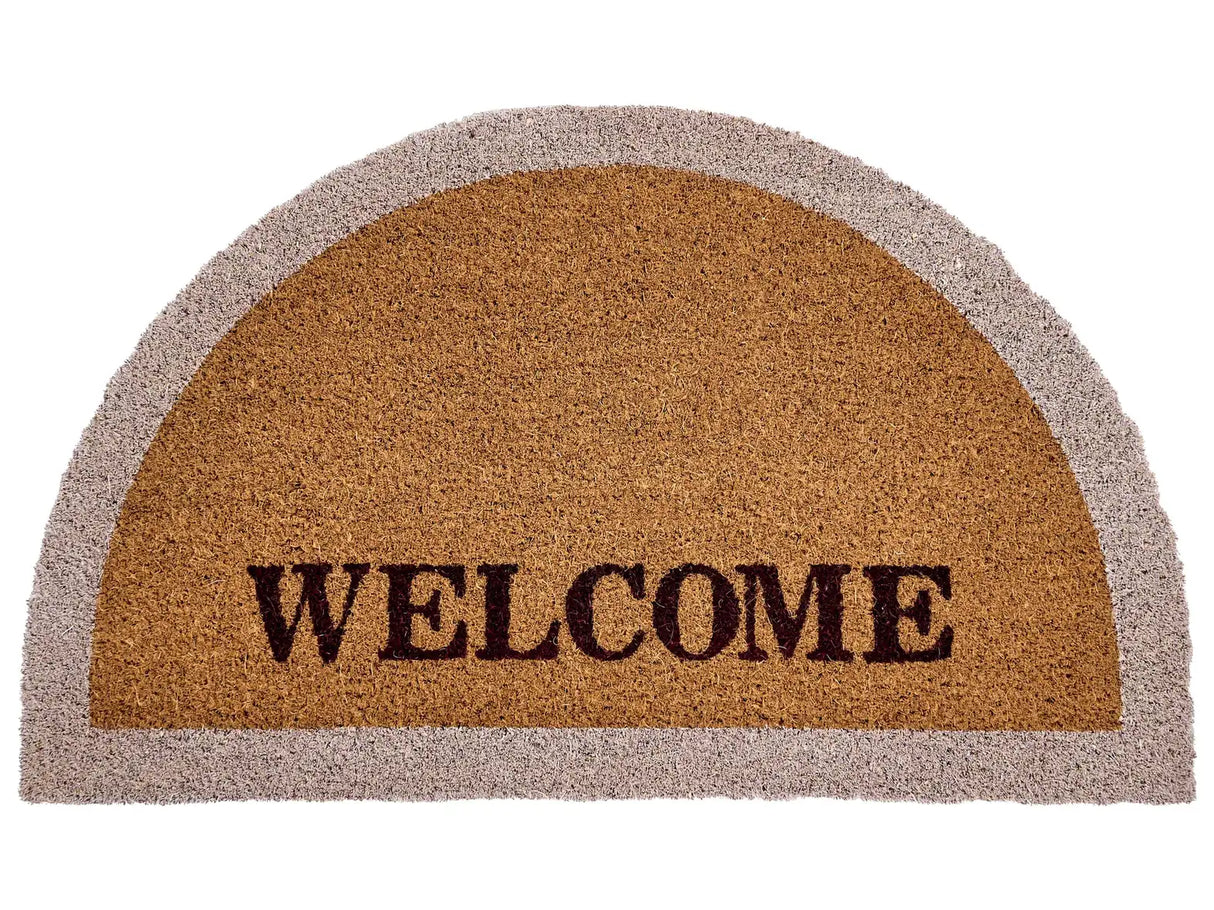 Doormat Natural Coir with Rubber Bottom 45 x 75 cm Anti Slip Decoration Traditional Welcome Text Beliani