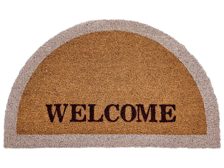 Doormat Natural Coir with Rubber Bottom 45 x 75 cm Anti Slip Decoration Traditional Welcome Text Beliani