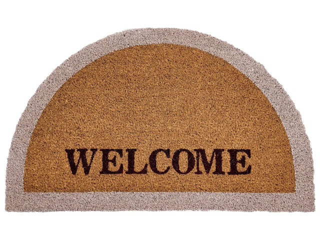 Doormat Natural Coir with Rubber Bottom 45 x 75 cm Anti Slip Decoration Traditional Welcome Text Beliani