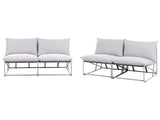 Low Oversized Sofa and 2 Chairs Set Grey Metal Backrest Seat Cushions Slipper Design Armless Indoor and Outdoor Modern Design Beliani