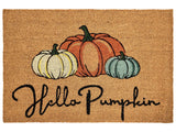 Doormat Natural Coir with Rubber Bottom 60 x 90 cm Anti Slip Decoration Pumpkin Pattern Welcome Mat Beliani