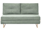 3 Seater Sofa Bed Light Green Fabric for Settee 3 People Fold Out Sleeping Function Beliani