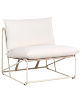 Low Oversized Chair Beige Metal Backrest Seat Cushions Slipper Design Armless Indoor and Outdoor Modern Design Beliani