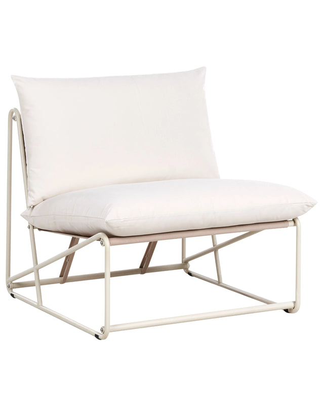 Low Oversized Chair Beige Metal Backrest Seat Cushions Slipper Design Armless Indoor and Outdoor Modern Design Beliani