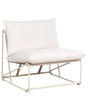 Low Oversized Chair Beige Metal Backrest Seat Cushions Slipper Design Armless Indoor and Outdoor Modern Design Beliani