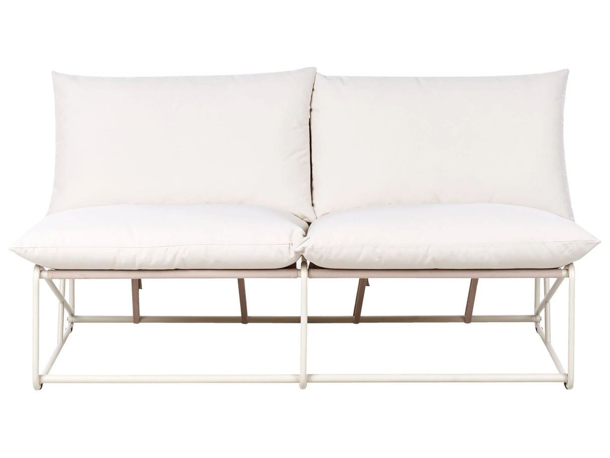 Low Oversized Sofa Beige Metal Backrest Seat Cushions Slipper Design Armless Indoor and Outdoor Modern Design Beliani