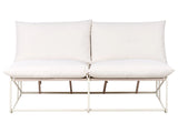 Low Oversized Sofa Beige Metal Backrest Seat Cushions Slipper Design Armless Indoor and Outdoor Modern Design Beliani