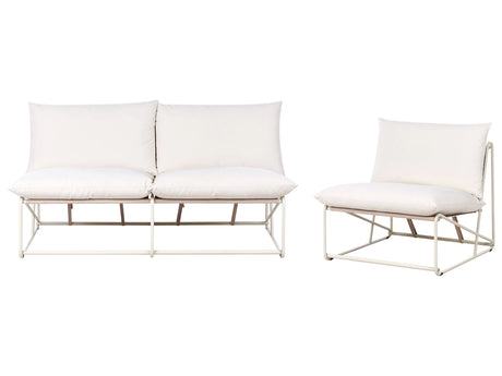 Low Oversized Sofa and Armchair Set Beige Metal Backrest Seat Cushions Slipper Design Armless Indoor and Outdoor Modern Design Beliani