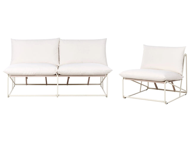 Low Oversized Sofa and Armchair Set Beige Metal Backrest Seat Cushions Slipper Design Armless Indoor and Outdoor Modern Design Beliani