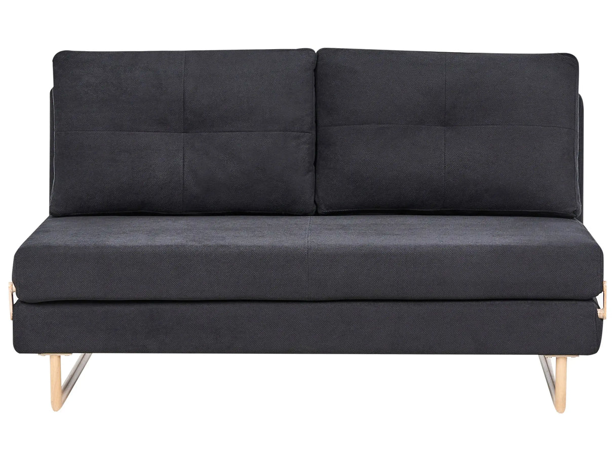 3 Seater Sofa Bed Black Fabric for Settee 3 People Fold Out Sleeping Function Beliani