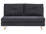 3 Seater Sofa Bed Black Fabric for Settee 3 People Fold Out Sleeping Function Beliani