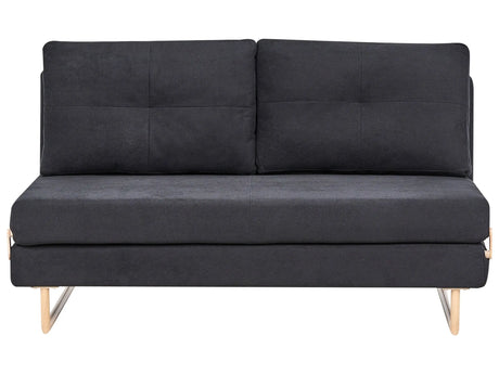 3 Seater Sofa Bed Black Fabric for Settee 3 People Fold Out Sleeping Function Beliani