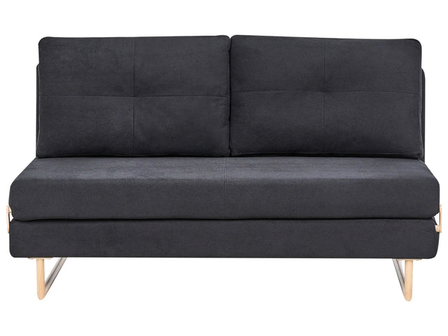 3 Seater Sofa Bed Black Fabric for Settee 3 People Fold Out Sleeping Function Beliani