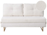 3 Seater Sofa Bed Off White Boucle for Settee 3 People Fold Out Sleeping Function Beliani