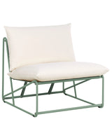 Low Oversized Chair Green Metal Backrest Seat Cushions Slipper Design Armless Indoor and Outdoor Modern Design Beliani