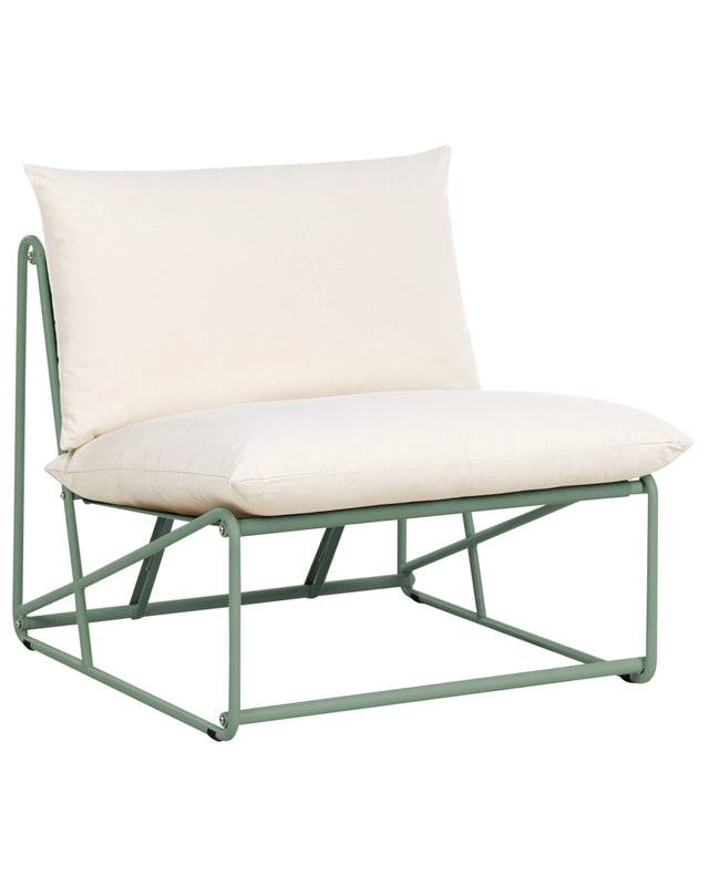 Low Oversized Chair Green Metal Backrest Seat Cushions Slipper Design Armless Indoor and Outdoor Modern Design Beliani