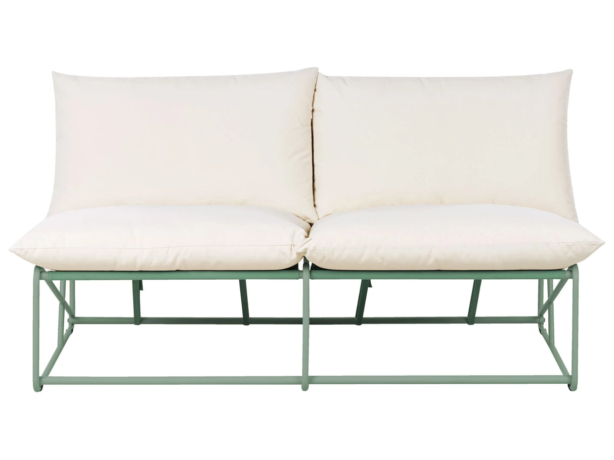 Low Oversized Sofa Green Metal Backrest Seat Cushions Slipper Design Armless Indoor and Outdoor Modern Design Beliani