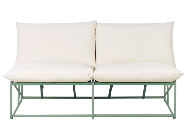Low Oversized Sofa Green Metal Backrest Seat Cushions Slipper Design Armless Indoor and Outdoor Modern Design Beliani