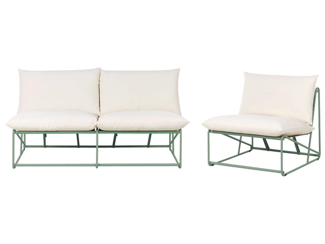Low Oversized Sofa and Armchair Set Green Metal Backrest Seat Cushions Slipper Design Armless Indoor and Outdoor Modern Design Beliani