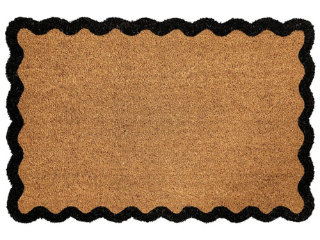 Doormat Natural Coir with Rubber Bottom 60 x 90 cm Anti Slip Decoration Wavy Design Welcome Mat Beliani