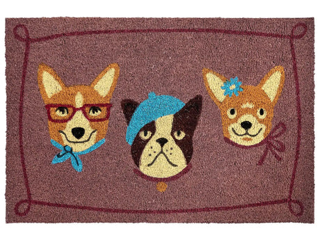 Doormat Multicolour Coir with Rubber Bottom 60 x 90 cm Anti Slip Decoration Dog Pattern Beliani