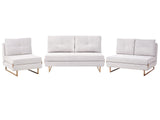 Living Room Set Off White Fabric 3 Seater 2 Seater 1 Seater for 6 People Fold Out Sleeping Function Beliani