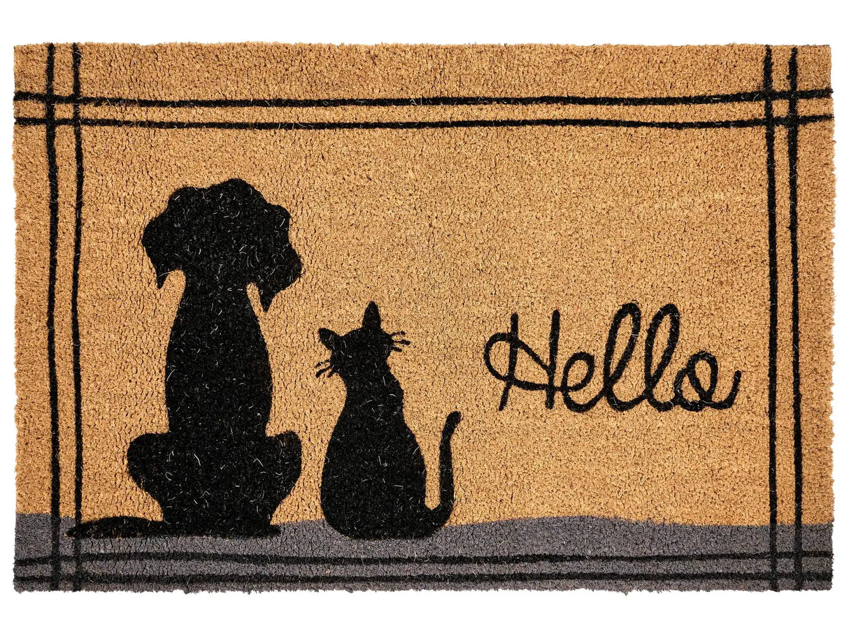 Doormat Natural Coir with Rubber Bottom 60 x 90 cm Anti Slip Decoration Traditional Beliani
