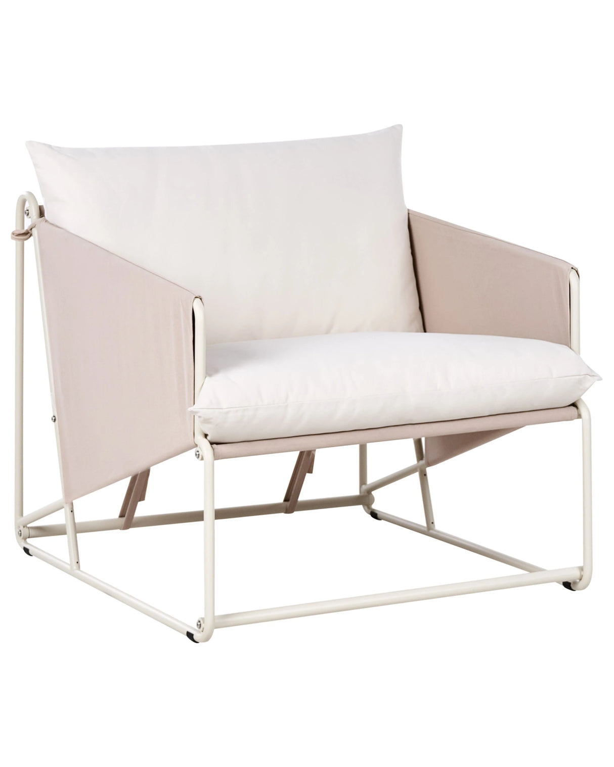 Low Oversized Chair Taupe Metal Backrest Seat Cushions Slipper Design Indoor and Outdoor Modern Design Beliani