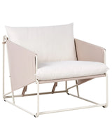 Low Oversized Chair Taupe Metal Backrest Seat Cushions Slipper Design Indoor and Outdoor Modern Design Beliani