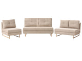 Living Room Set Light Brown Fabric 3 Seater 2 Seater 1 Seater for 6 People Fold Out Sleeping Function Beliani